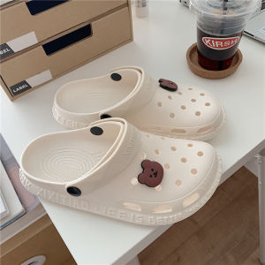 Street Style Graffiti Hole Hole Shoes Womens Summer Fashion Outdoor Anti-slip EVA Beach Sandals Trendy Slip-on Flats