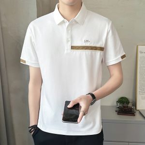 ROMON | Romon Mens Short Sleeve Polo Shirt Casual Thin Summer Fashionable Cotton Polyester Blend Breathable Comfortable Fit T-Shirt