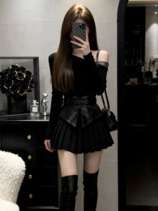 LIRUSHAN | Trendy A Chic Black Asymmetric Dress