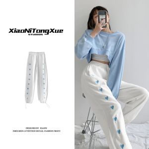 Core Embroidered Heart Casual Pants Womens Fashion High Waist Tunic Long Pants COD