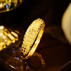 SEQUITO Noble Women Jewelry Gold Plated Wide‑band Wrist Bangle Clothing Accessories New Years Gifts B380