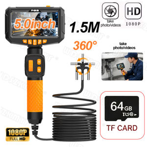 360°Industrial Endoscope Inspection Camera 5inch IPS IP67 6mm Lens Automotive Boroscope For Car SUV Inspection Device Camera
