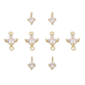 1pc/bag 14K Gold Plated Micro Set Zircon Round Zircon Open Single and Double Hanging Pendant for DIY Jewelry Making Accessories