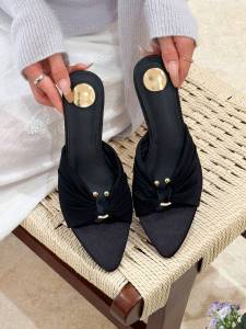 XIANNIWEI | Fashion New Satin Toe Cap Sandals With Metal Buckle Slip-on