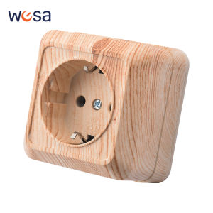 Wood Power Sockets Electrical Outlets Wall Surface Paint Plastic Plugs Socket With Ground EU Standard Classic Flame Retardant