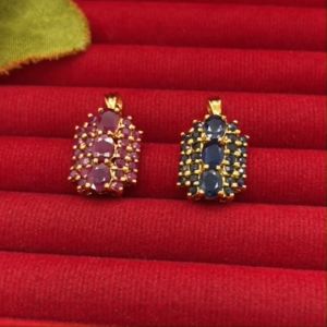 จี้ทองฝังพลอยทับทิมแท้ ไพลินแท้ 1.2x1.6cm ชุบทองไมครอน เกรดพรีเมี่ยม ใส่ออกงานได้ ใส่ได้ทุกโอกาส งานสวยพร้อมส่ง