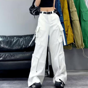 Street Style Casual Workwear Pants Women Loose Commute High Waist Wide Leg Trousers Straight Cut Autumn Fashion Tonnssar