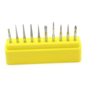 PIORPOY ชุดหัวขัดเพชรสำหรับงานทันตกรรม 10 ชิ้น/กล่อง หัวขัดเพชร FG ความเร็วสูง สำหรับเครื่องมือขัดความเร็วสูง อุปกรณ์เสริมสำหรับทันตแพทย์