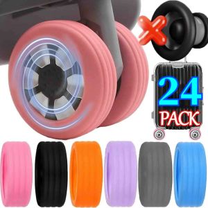 24Pcs Elastic Luggage Wheels Protector Silicone Wheel Caster Noise Reduction Wear Resistant Wheel Guard Cover Accessories