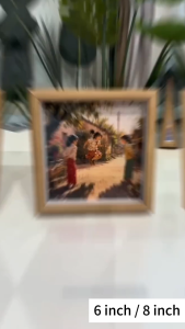 Nordic Vintage Wooden Photo Frame 6/8 Inch Square Tabletop Wall Decor Frame Natural Walnut Wood Texture Picture Frame for Kids Art Painting Home Living Room Bedroom Decoration Gift