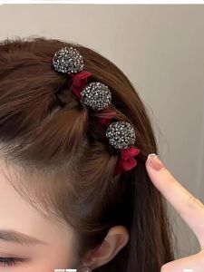 round Full Diamond Velvet Edge Hair Clip Side Bun Maker Autumn Winter Fashion Hair Accessories Hairband Hairpin Hair Ornament