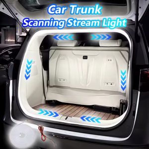 Car Trunk Dynamic Flowing Light Strip 4m/2m Automatic On/Off Scanning Lamp Flexible Waterproof Light Strip Hidden Installation