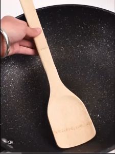 1pack/3pcs Long handle bamboo spatula kitchen frying spatula Heat resistant bamboo slotted spoon non-stick spatula set