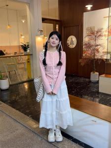 Sweet Style Long Sleeve Lace Patchwork Open Cardigan Womens Slim Fit Short Inner Shirt Winter Fashion Top New Arrival