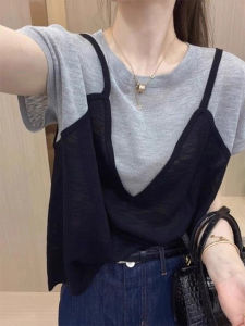 European Style Two-Piece Look Short Sleeve T-Shirt