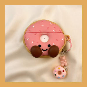 Cute Pink Donut Face Airpods4 Protective Case Silicone Soft Shell for pro Headphones Generation 2 3 4 5 Bluetooth Wireless