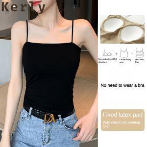 Women Stretchable Singlet Top Bralet Comes with Padding Camisole