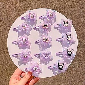 Jepitan Anak Kuromi Sepasang Jepit Klip Rambut Sanrio Aksesoris Pita Lucu Korea HS JPT10