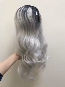 [Shop Uy Tín] Tóc Giả Bộ Nguyên Đầu Trắng Omber Đen Tặng Lưới Trùm Tóc