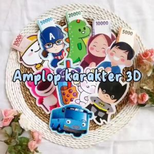 ISI 5 Amplop Lebaran 3D Gemoy Bahan Premium Tebal Angpau Implek Kartun