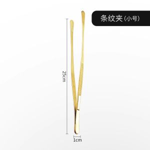 Korean Style Stainless Steel Long Golden Food Tongs Kitchen Steak BBQ Grill Clamp for Cooking And Baking Accessories