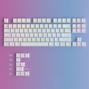 Black White Contour Lines Translucent Keycaps Side Engraving Cherry Profile Key Cap 60 70 80 90 100 Layout Mechanical Keyboard