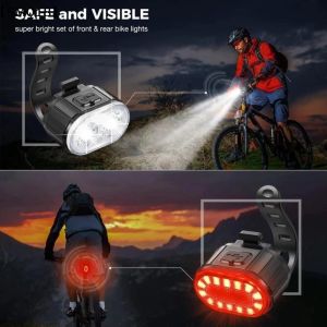 Bike Lights Waterproof Led Front Rear Light LED USB Rechargeable Headlight Taillight Bright Flashlight Safety Cycling Light【SMQ】