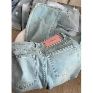 Light Wash Straight Leg Jeans Womens Autumn Winter High Waist Loose Slimming Narrow Version Wide Leg Pants for Pear Shaped Body