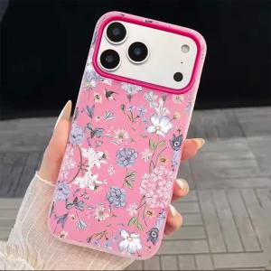 Phone Case For iPhone 17 Air 17 16 15 14 13 12 11 Pro Max XS X XR 7 8 16 Plus Elegant Blue Flower Candy Color Shockproof Cover