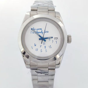 China NH35 Watch Men Watch Who Cares Im Already Late Dial 36mm/39mm Watch NH35 Automatic Movement Sapphire Glass Watch