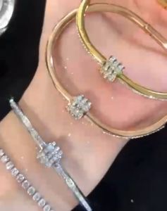 Gelang Tangan Bangle Wanita Full Mata Pulir / Gelang Titanium Import / Gelang Anti Karat dan Luntur Selamanya