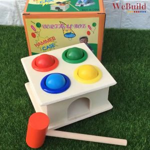 木质敲球台 Wooden Knock Ball Hammer Educational Montessori Early Learning Toy Permainan WeBuild