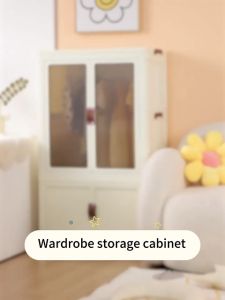 LaMoison Large Capacity Multipurpose Stackable Wardrobe Cabinet Storage Double Door with Wheels Rak Baju - SCH02