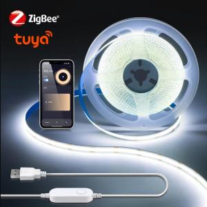 ZigBee Smart Tuya COB LED Strip Alexa Lights USB 5V Dimmable W/WW/RGB Neon Tape With LED Controller Home Room Bedroom Decoration