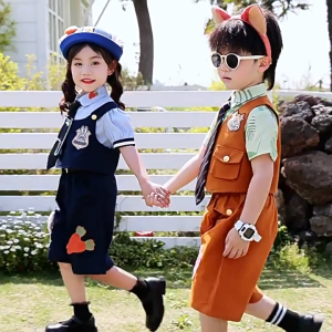 Zootopia Judy Hopps Nick Wilde Cosplay Outfit For Kids Anime Uniform Rabbit Fox Vest Shirt Cargo pants set Christmas Party Halloween Costume Short sleeves 