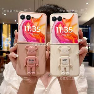Motorola Razr50 Ultra Phone Case Creative Fashion Bear Stand Foldable Screen Superthin Protective Cover for Men And Women