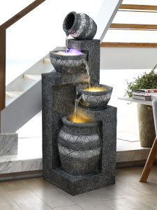 Modern Simple Living Room Decorative Fountain Circular Water Resin Material Wealth Attracting Water Landscape Decoration Opening Gift