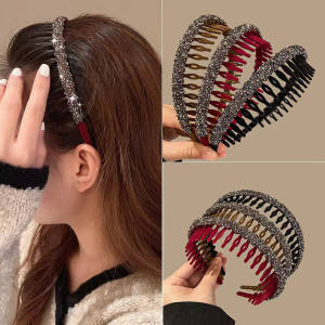 Exquisite Rhinestone Hair Band Anti-slip Hair Band Washing Face Flocking Headband