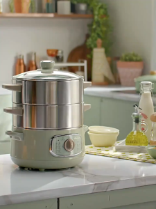 NEW Bear Electric Steamer DZG-D80G5 Multifunctional Intelligent Household Three-layer Steaming Timing Function 10L Large Capacity Hotpot Stainless Steel Breakfast Cooking Pot HOT