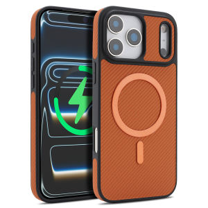 Ốp Điện Thoại Từ Tính Bằng Da Mờ Họa Tiết Sợi Carbon Cho iPhone Pro Max Air Plus Tương Thích Mag-Safe Thương Hiệu Aierkeba