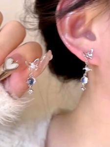 แฟชั่นเกาหลี ต่างหูโบว์ ต่างหูเพทาย ต่างหูเงิน ต่างหูเงินแท้ อุปกรณ์เสริมแฟชั่นผู้หญิง