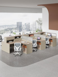 Modern Minimalist Office Desk And Chair Combination for 4/6 People Financial Office Furniture Staff Desk with Partition Screen