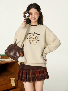 Gbiaior | Áo Hoodie Vintage Cổ Tròn Rộng Thùng Thình