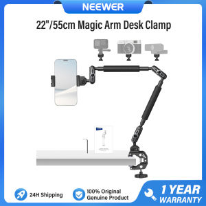 NEEWER 55cm Magic Arm Desk C Clamp Overhead Camera Mount with Articulating Mic Boom Arm 1/4" 3/8" Threads for ARRI UA057