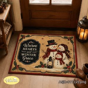 Thảm Trang Trí Lối Vào Giáng Sinh VIKAMA Retro Winter Snowman Chống Trượt Có Thể Giặt Bằng Máy Dùng Trong Nhà.