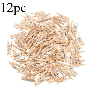 12/60/120pc Wooden Clothespins Strong Clampin Heavy-duty Anti Rust Wooden Clothspins Photo Wall Display and Classroom Decoration
