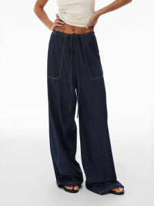 MOLY CHO | Quần Jeans Đùi Rộng Có Dây Thun và Dây Kéo