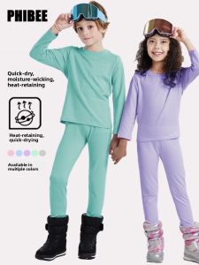 Teenagers Quick Drying Clothes Skiing Heattech Intimates Winter Fleece-lined Outdoor Hiking Bottoming Sweat-Wicking Running Sports Suit