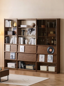 WEISHA | Retro Style Wooden Bookcase Storage Cabinet