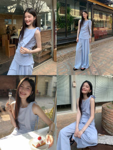 Trendy Summer Casual Two-piece Set Sleeveless Top and Long Pants